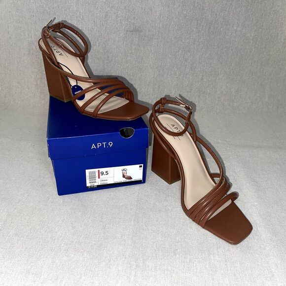 Apt 9 | NIB Cognac Lopaka Strappy Block Heels | 9.5 - Picture 6 of 14